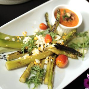 bbq-leek-and-asparagus-romesco-sauce